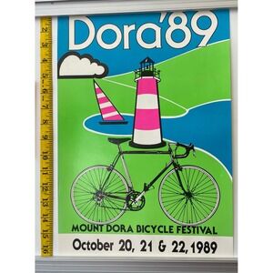 Vintage‎ 1989 Mount Dora Bicycle Festival Poster 80s Cycling Art